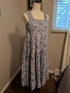 Old Navy White Maxi Dress with Blue Floral Print